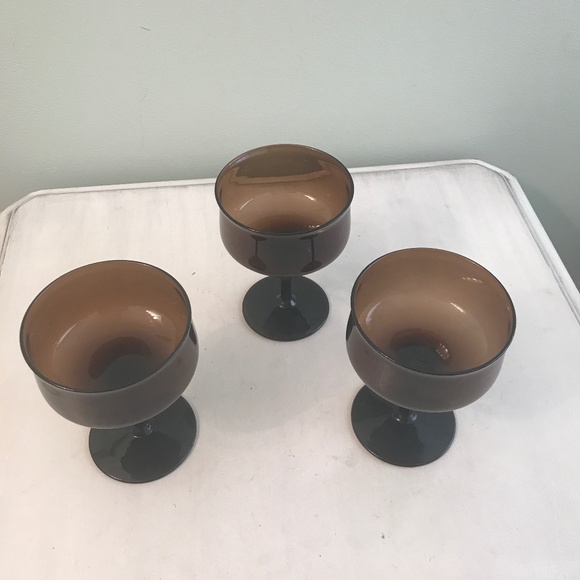 Vintage Gotham Reizart 3 Handblown Chocolate Champagne Glasses Bavaria - Picture 2 of 4
